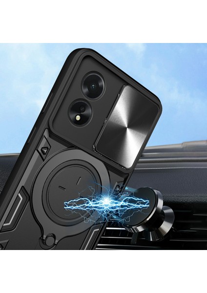 Oppo A38 4g Kickstand Kılıf Darbeye Dayanıklı Tpu+Pc Telefon Kılıfı Kayar Lens Pencereli-Kırmızı (Yurt Dışından) indirimleri