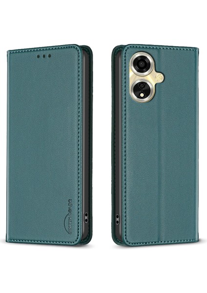 Bınfen Color BF18 Oppo A59 5g Kapak Manyetik Kapatma Kart Yuvaları Telefon Kılıfı-Yeşil (Yurt Dışından)