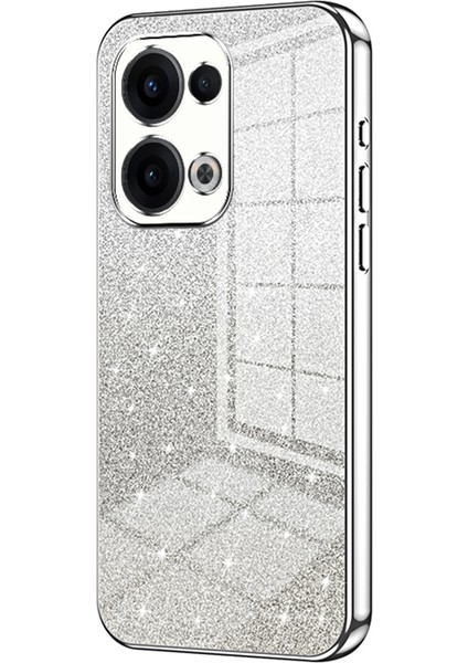 Oppo RENO13 5g(Global)Kılıf Galvanik Degrade Parıltılı Tpu Telefon Kılıfı-Gümüş (Yurt Dışından)