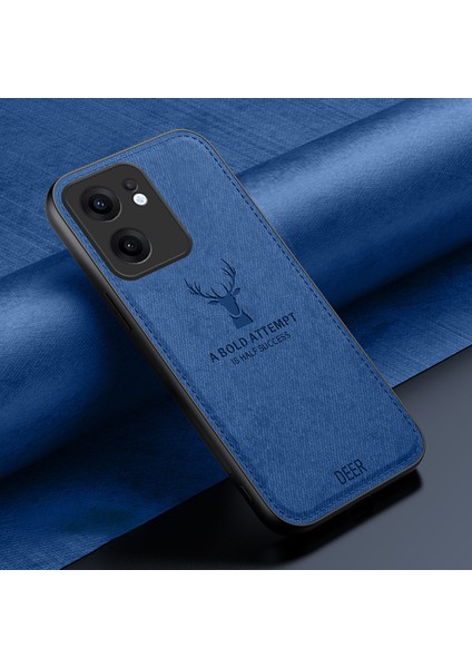 Oppo RENO13 F 5g Kılıf Geyik Desenli Kumaş Doku Pu+Pc+Tpu Telefon Kılıfı-Mavi (Yurt Dışından) modelleri