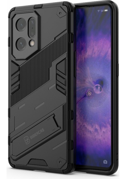 Oppo Find X5 Için Iyi Korunan Çizilmez Sert Pc + Yumuşak Tpu Cep Telefonu Kılıfı Kickstand Kapağı-Siyah (Yurt Dışından) fiyatları