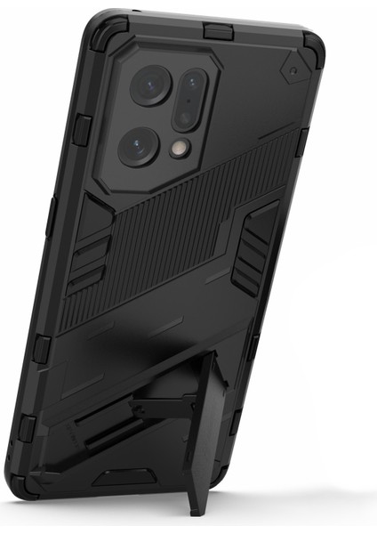 Oppo Find X5 Için Iyi Korunan Çizilmez Sert Pc + Yumuşak Tpu Cep Telefonu Kılıfı Kickstand Kapağı-Siyah (Yurt Dışından) modelleri