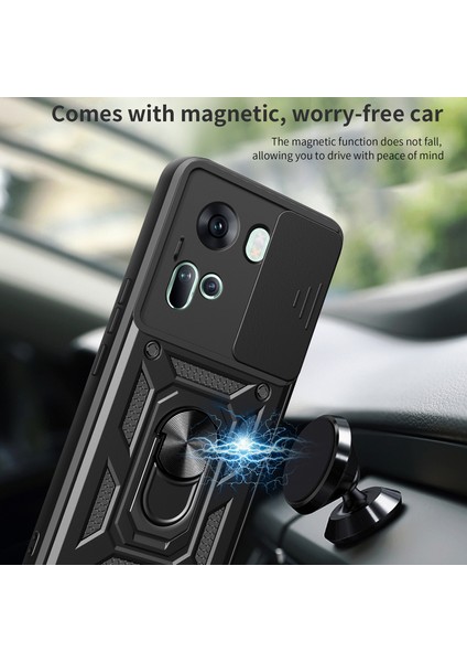 Oppo RENO11 5g (Global) Kılıf Kickstand Pc + Tpu Telefon Kabuğu Kayar Kamera Kapağı - Altın (Yurt Dışından) modelleri