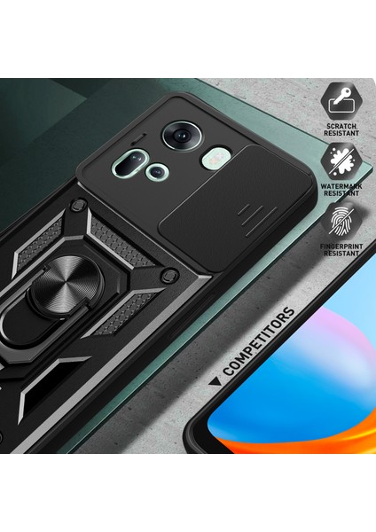 Oppo RENO11 5g (Global) Kılıf Kickstand Pc + Tpu Telefon Kabuğu Kayar Kamera Kapağı - Altın (Yurt Dışından) fırsatları