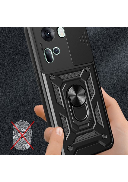 Oppo RENO11 5g (Global) Kılıf Kickstand Pc + Tpu Telefon Kabuğu Kayar Kamera Kapağı - Altın (Yurt Dışından) indirimleri