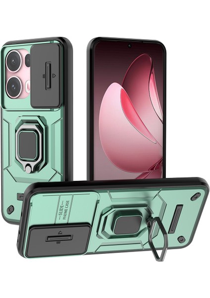 Oppo RENO13 Pro 5g Kılıf Pc+Tpu Kickstand Telefon Koruyucu Lens Kapağı-Yeşil (Yurt Dışından)