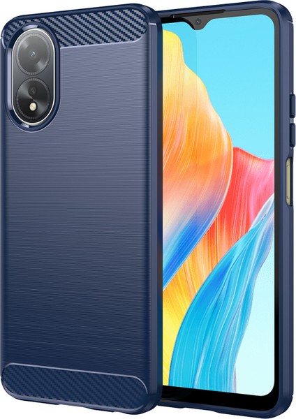 Oppo A38 4G/A18 4g Kılıf Çizilmez Telefon Kılıfı Karbon Fiber Doku Tpu Telefon Kabuğu-Mavi (Yurt Dışından)