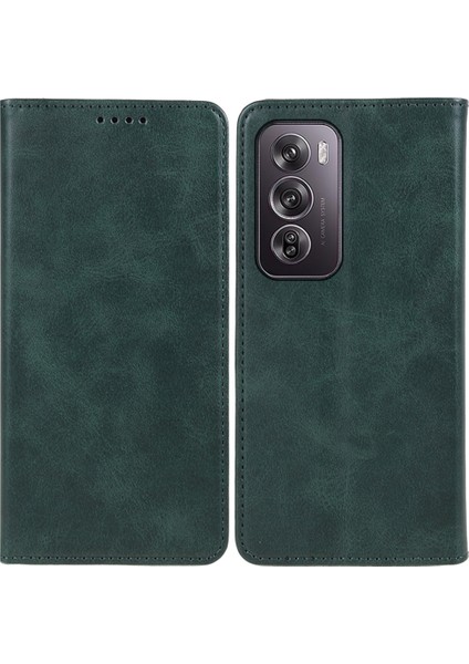 Oppo RENO12 Pro 5g (Global) Stand Kılıf Darbeye Dayanıklı Deri Cüzdan Telefon Kılıfı-Yeşil (Yurt Dışından)