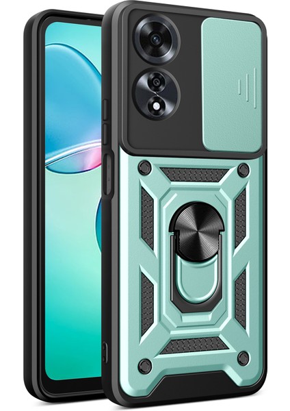 Oppo A60 4g Kılıf Kayar Kamera Kapağı Pc + Tpu Kickstand Telefon Kılıfı-Yeşil (Yurt Dışından)