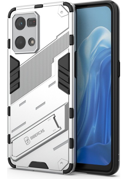 Oppo Reno7 4g Arka Kılıf Kickstand Pc Yumuşak Tpu Telefon Kılıfı-Beyaz (Yurt Dışından)