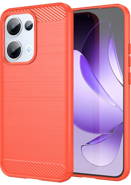 Oppo RENO13 5g(Global)Kılıf Koruyucu Telefon Kapağı Karbon Fiber Doku Fırçalanmış-Kırmızı (Yurt Dışından)