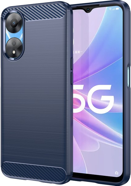 Oppo A78 5G/A58 5G/A58X 5g Için Tpu Kılıf, Fırçalanmış Karbon Fiber Doku Cep Telefonu Kılıfı-Mavi (Yurt Dışından)