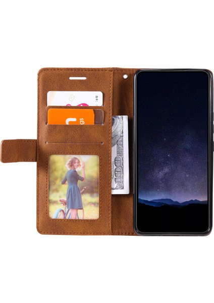 Oppo A60 4g Kılıf Baskılı Çizgiler Pu Deri Ekleme Cüzdan Telefon Kılıfı-Kahverengi (Yurt Dışından) fırsatları