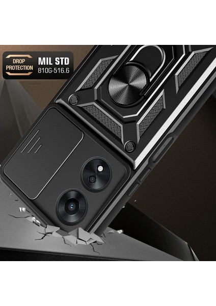 Oppo A58 4g Kılıf Sürgülü Lens Kapağı Pc+Tpu Kickstand Kapağı-Kırmızı (Yurt Dışından) modelleri