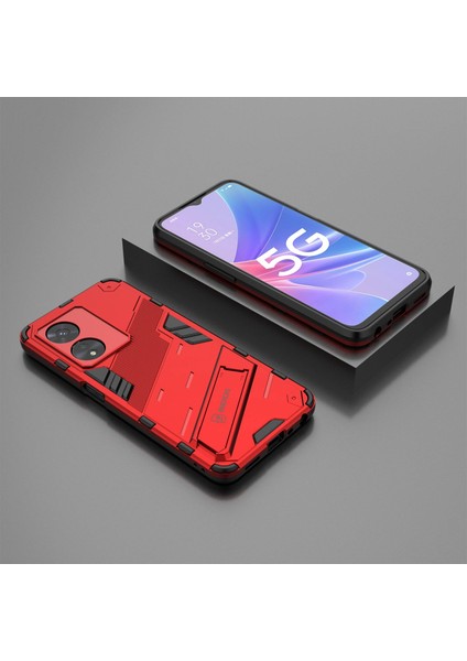 Oppo A97 5g Hibrit Tpu+Pc Telefon Kılıfı Düşmeye Dayanıklı Kickstand Özellikli Arka Kapak-Kırmızı (Yurt Dışından) indirimleri