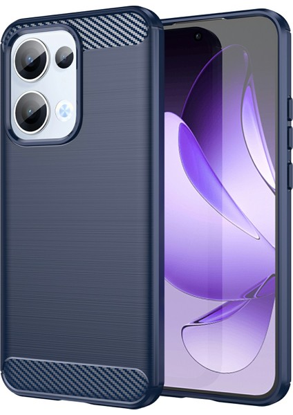 Oppo RENO13 5g(Global)Kılıf Koruyucu Telefon Kapağı Karbon Fiber Doku Fırçalanmış-Mavi (Yurt Dışından)