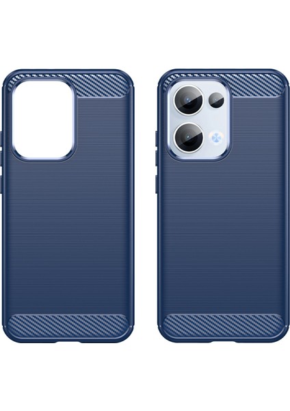 Oppo RENO13 5g(Global)Kılıf Koruyucu Telefon Kapağı Karbon Fiber Doku Fırçalanmış-Mavi (Yurt Dışından) modelleri