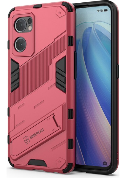 Oppo Reno7 5g (Global) Sert Pc + Yumuşak Tpu Telefon Arka Kapak Koruyucu Kılıf Kickstand ile Düşmeye Karşı Telefon Kılıfı-Gül (Yurt Dışından) fırsatları