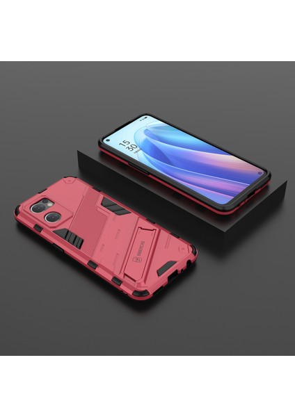 Oppo Reno7 5g (Global) Sert Pc + Yumuşak Tpu Telefon Arka Kapak Koruyucu Kılıf Kickstand ile Düşmeye Karşı Telefon Kılıfı-Gül (Yurt Dışından) indirimleri