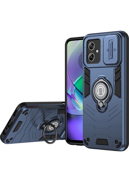 Motorola Moto G54 5g Kılıf Pc+Tpu Kickstand Telefon Kılıfı Sürgülü Lens Kalkanı-Mavi (Yurt Dışından)