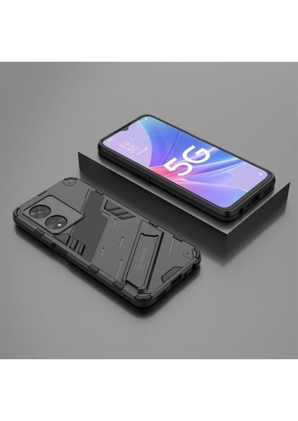 Oppo A97 5g Hibrit Tpu+Pc Telefon Kılıfı Düşmeye Dayanıklı Kickstand Özellikli Arka Kapak-Siyah (Yurt Dışından) indirimleri