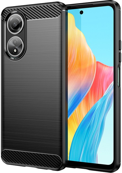 Oppo A58 4g Için Telefon Kabuğu, Karbon Fiber Doku Telefon Kılıfı Yumuşak Tpu Fırçalanmış Kapak-Siyah (Yurt Dışından)