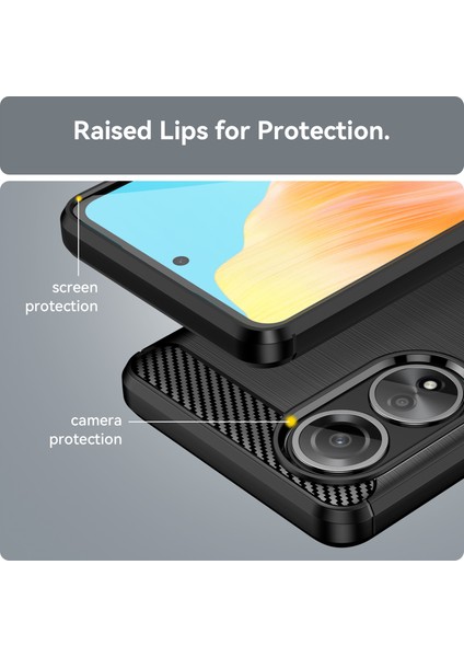 Oppo A58 4g Için Telefon Kabuğu, Karbon Fiber Doku Telefon Kılıfı Yumuşak Tpu Fırçalanmış Kapak-Siyah (Yurt Dışından) modelleri