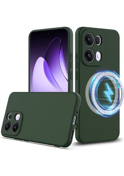 Oppo RENO13 Pro 5g Kılıfı Magsafe Düşmeye Karşı Dayanıklı Sıvı Silikon Telefon Kılıfı ile Uyumlu - Koyu Yeşil (Yurt Dışından)