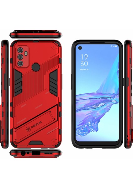Oppo A53 4g-Kırmızı Için Kickstand ile Darbeye Dayanıklı Pc + Tpu Hibrit Telefon Kılıfı (Yurt Dışından) fırsatları