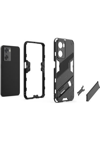 Oppo A57 4G/A57S 4g Combo Pc+Tpu Arka Kılıf Eller Serbest Destekli Şok Emici Kılıf-Kırmızı (Yurt Dışından) fiyatları