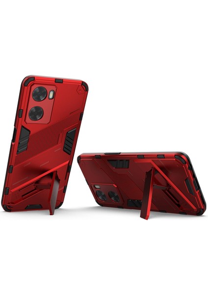 Oppo A57 4G/A57S 4g Combo Pc+Tpu Arka Kılıf Eller Serbest Destekli Şok Emici Kılıf-Kırmızı (Yurt Dışından) modelleri