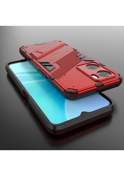 Oppo A57 4G/A57S 4g Combo Pc+Tpu Arka Kılıf Eller Serbest Destekli Şok Emici Kılıf-Kırmızı (Yurt Dışından) fırsatları