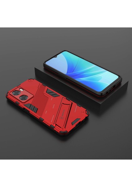 Oppo A57 4G/A57S 4g Combo Pc+Tpu Arka Kılıf Eller Serbest Destekli Şok Emici Kılıf-Kırmızı (Yurt Dışından) indirimleri
