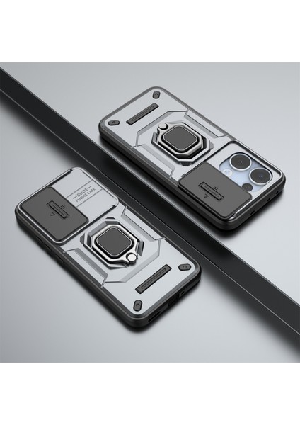 Oppo RENO13 5g (Global) Kılıf Pc + Tpu Kickstand Telefon Koruyucu Lens Kapağı ile - Gri (Yurt Dışından) indirimleri