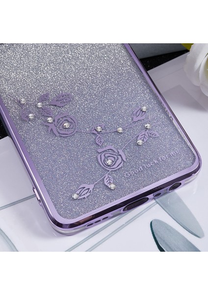 Kadem Rhinestone Çiçek Tasarım Telefon Kılıfı Oppo Reno8 T 4g, Degrade Parıltılı Yumuşak Tpu Kapak-Mor (Yurt Dışından) indirimleri