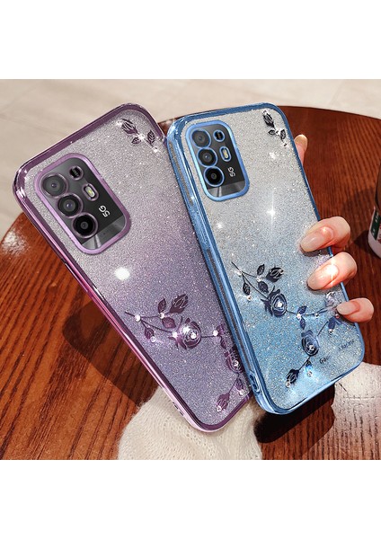 Kadem Oppo A95 5G/F19 Pro+5g/reno5 Z/A94 5g Tpu Çizilmez Kapak Yapay Elmas Çiçek Parıltılı Degrade Telefon Kılıfı-Mavi (Yurt Dışından) fırsatları