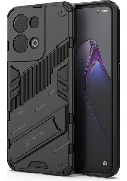 Oppo Reno8 5g (Küresel Sürüm)/oppo Reno8 5g Düşme Korumalı Sert Pc Darbeye Dayanıklı Tpu Çizilmez Telefon Kılıfı Kickstand Ile-Siyah (Yurt Dışından)