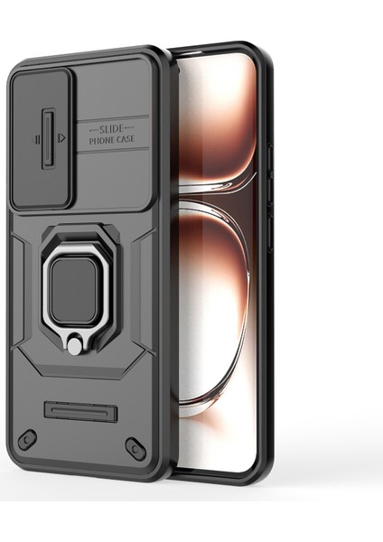 Oppo RENO12 5g (Global) Kılıf Kickstand Pc + Tpu Telefon Kabuğu Lens Kapağı ile - Siyah (Yurt Dışından) fiyatları