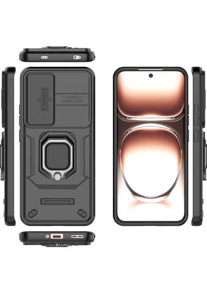Oppo RENO12 5g (Global) Kılıf Kickstand Pc + Tpu Telefon Kabuğu Lens Kapağı ile - Siyah (Yurt Dışından) indirimleri