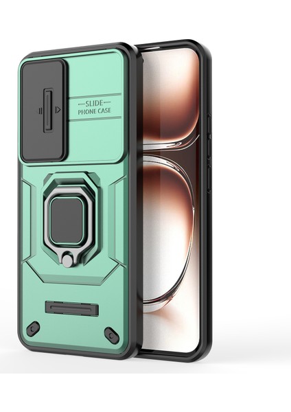 Oppo RENO12 5g (Global) Kılıf Kickstand Pc + Tpu Telefon Kabuğu Lens Kapağı ile - Yeşil (Yurt Dışından) modelleri