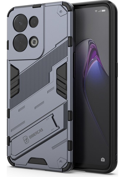 Oppo Reno8 5g (Küresel Sürüm)/oppo Reno8 5g Düşme Korumalı Sert Pc Darbeye Dayanıklı Tpu Çizilmez Telefon Kılıfı Kickstand Ile-Gri (Yurt Dışından)
