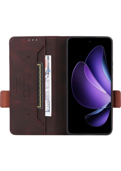 Oppo RENO13 F 5g Kılıf Deri Cüzdan Kapaklı Telefon Kılıfı Donanım Dekorlu-Kahve (Yurt Dışından) modelleri