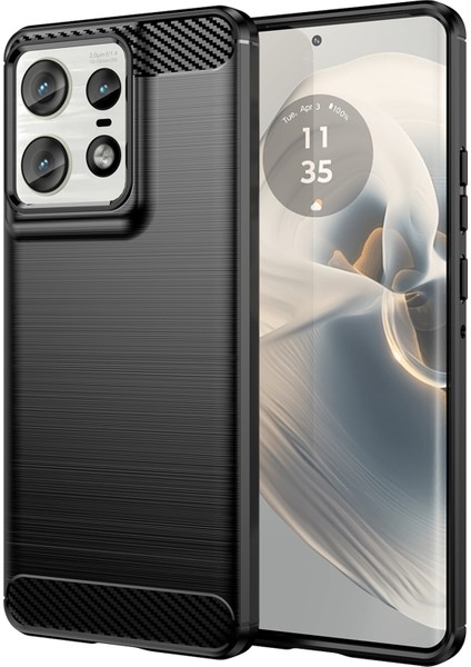 Motorola Edge 50 Pro 5g Kılıf Karbon Fiber Doku Fırçalanmış Yumuşak Tpu Telefon Kılıfı-Siyah (Yurt Dışından)