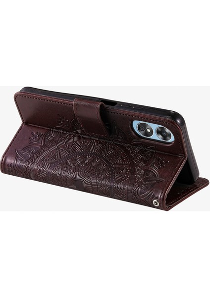 Oppo A58 5g Için Cep Telefonu Kılıfı, Baskılı Mandala Çiçek Desenli Cüzdan Standlı Telefon Kılıfı Kayışlı-Kahverengi (Yurt Dışından) indirimleri