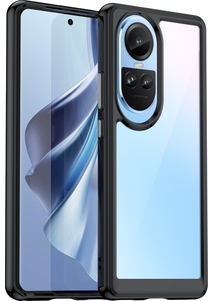 Oppo RENO10 Pro 5G(GLOBAL)/RENO10 5g(Global)Tpu+Akrilik Hibrit Kılıf Düşmeye Dayanıklı Cep Telefonu Arka Koruyucu Kapak-Siyah (Yurt Dışından)
