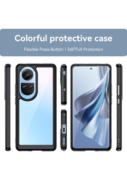 Oppo RENO10 Pro 5G(GLOBAL)/RENO10 5g(Global)Tpu+Akrilik Hibrit Kılıf Düşmeye Dayanıklı Cep Telefonu Arka Koruyucu Kapak-Siyah (Yurt Dışından) fiyatları