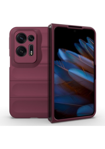 Oppo Find N2 5g Sert Pc Telefon Kılıfı Darbe Emici Arka Kapak-Şarap Kırmızısı (Yurt Dışından) indirimleri