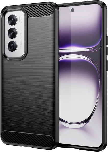 Oppo RENO12 5g(Global)Kılıf Karbon Fiber Doku Fırçalanmış Tpu Telefon Kılıfı-Siyah (Yurt Dışından)