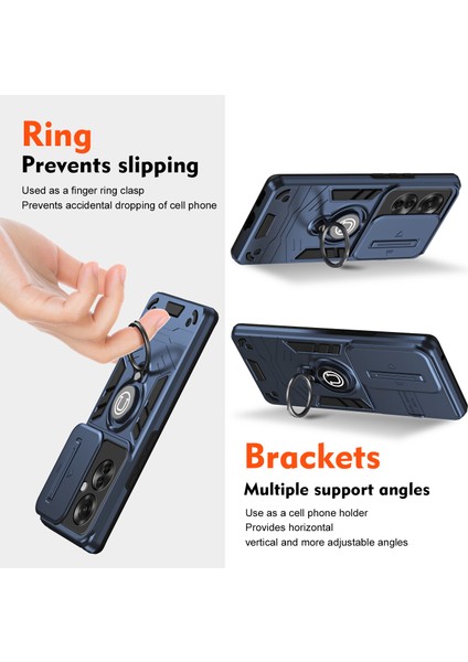Oppo RENO11 F 5G/F25 Pro 5g Kılıf Sürgülü Lens Kapağı Telefon Kılıfı-Mavi Için Halka Tutucu Kickstand Telefon Kabuğu (Yurt Dışından) fiyatları