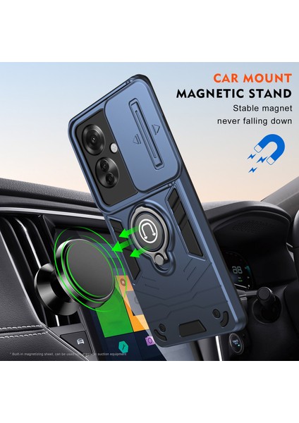 Oppo RENO11 F 5G/F25 Pro 5g Kılıf Sürgülü Lens Kapağı Telefon Kılıfı-Mavi Için Halka Tutucu Kickstand Telefon Kabuğu (Yurt Dışından) indirimleri